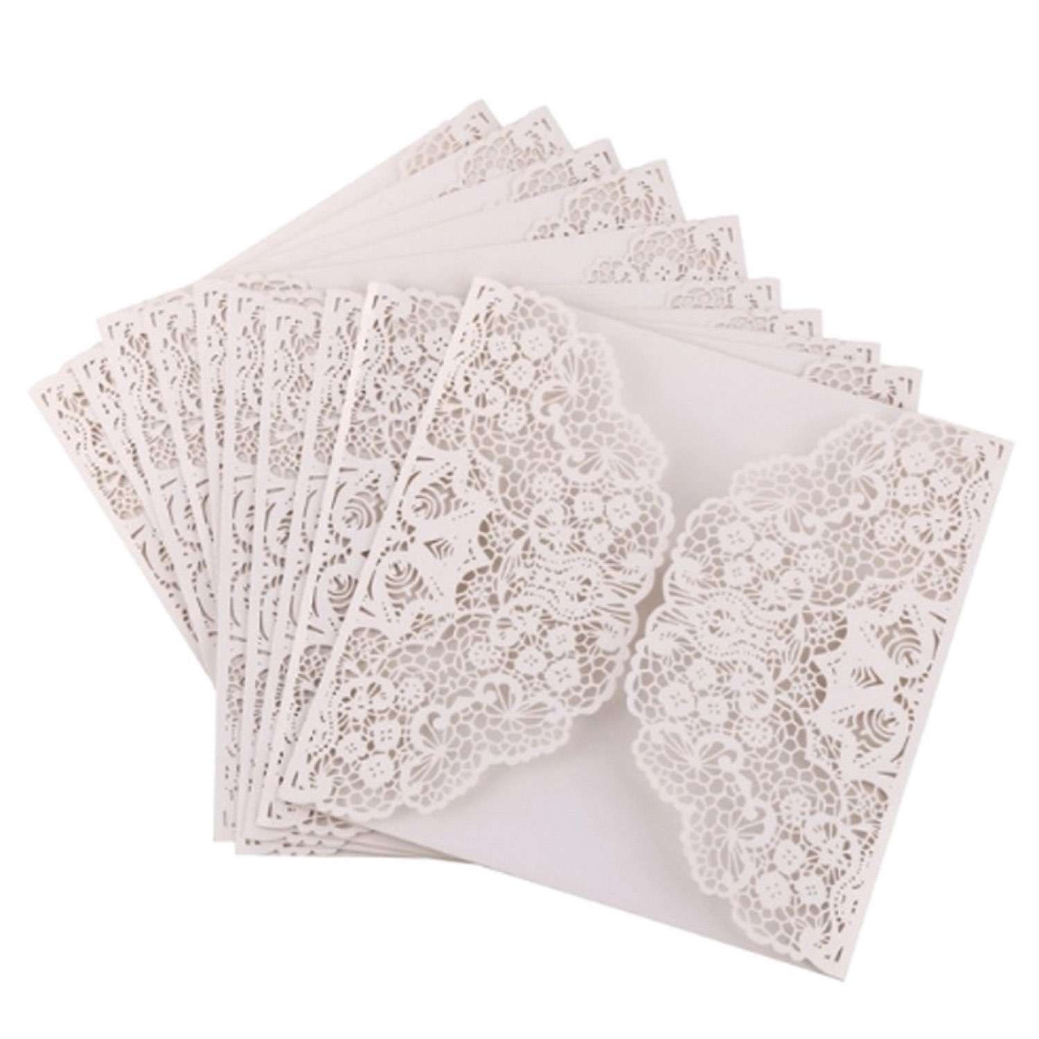 Wholesale White Laser Holder Rose Pattern Invitation Card